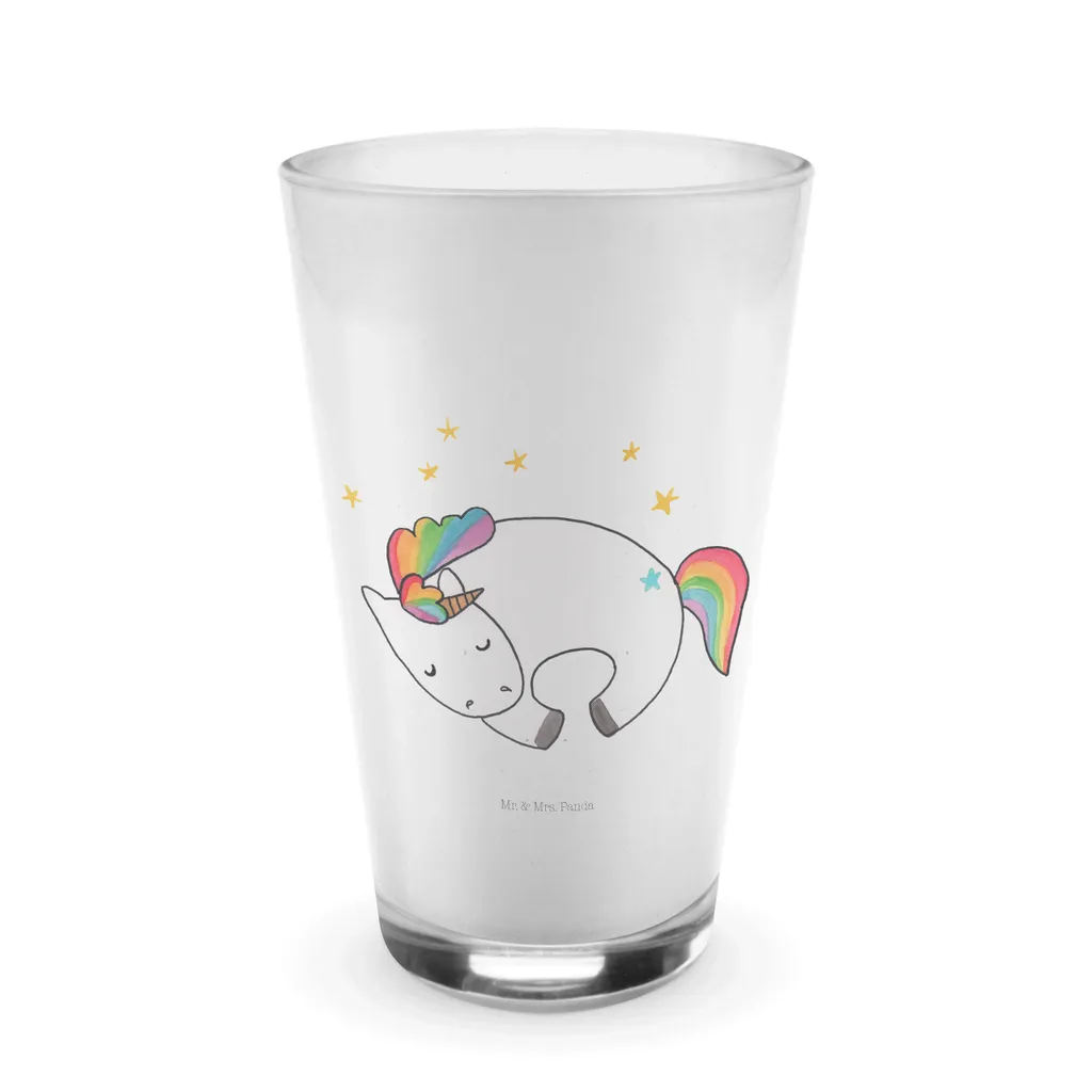 Mr. & Mrs. Panda Glas Einhorn Nacht - Transparent - Geschenk, unicorn, Einhorn Deko, Freundin, Unicorn, Pegasus, Cappuccino Glas, Ruhe, Latte Macchiato, Einhörner
